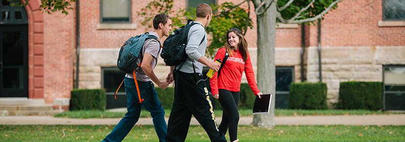 students walking on campus